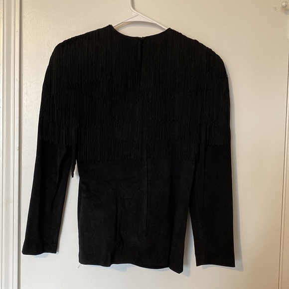 Vintage 90s Pia Rucci Suede blouse with fringe - Picture 4 of 12